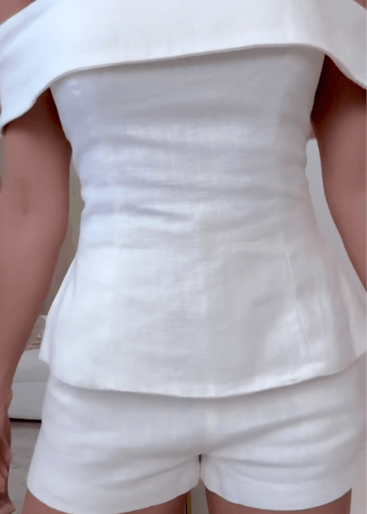 SOPHIE | WHITE COTTON AND LINEN TWO-PIECE SUIT