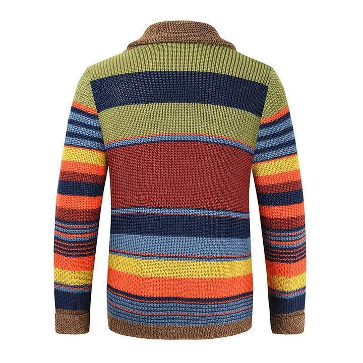 JASPER | KNITTED MEN’S CARDIGAN WITH COLOUR BLOCK AND GEOMETRIC PATTERN