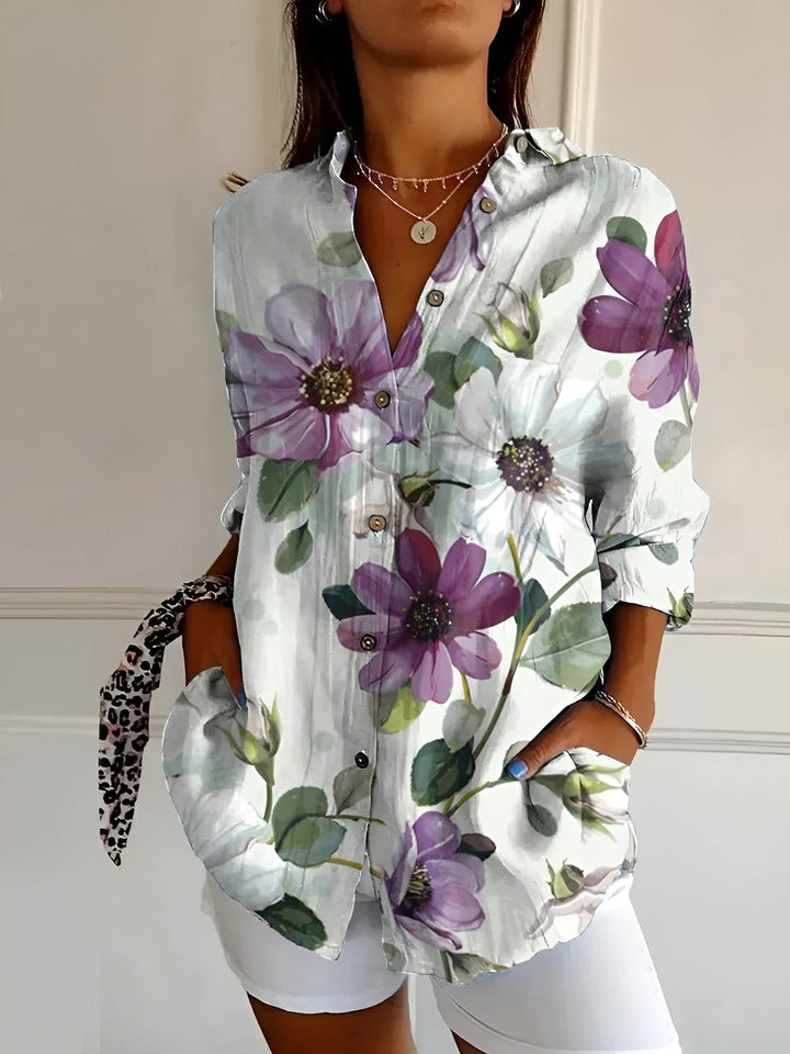WILLOW | FLOWING BUTTON-UP BLOUSE WITH ELEGANT TUMMY COVERAGE