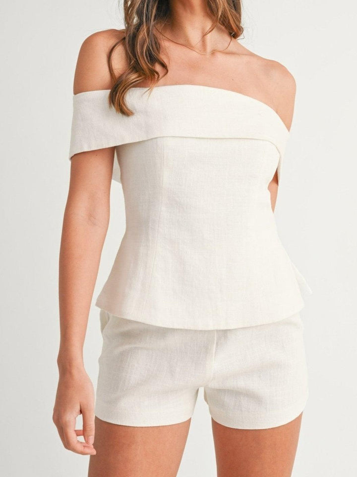 SOPHIE | WHITE COTTON AND LINEN TWO-PIECE SUIT