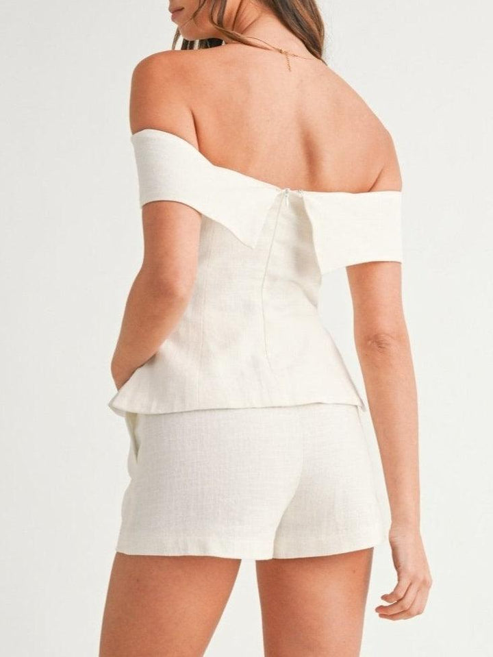 SOPHIE | WHITE COTTON AND LINEN TWO-PIECE SUIT