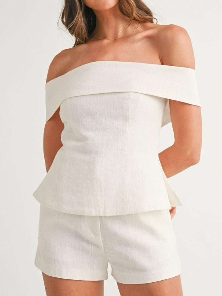 SOPHIE | WHITE COTTON AND LINEN TWO-PIECE SUIT