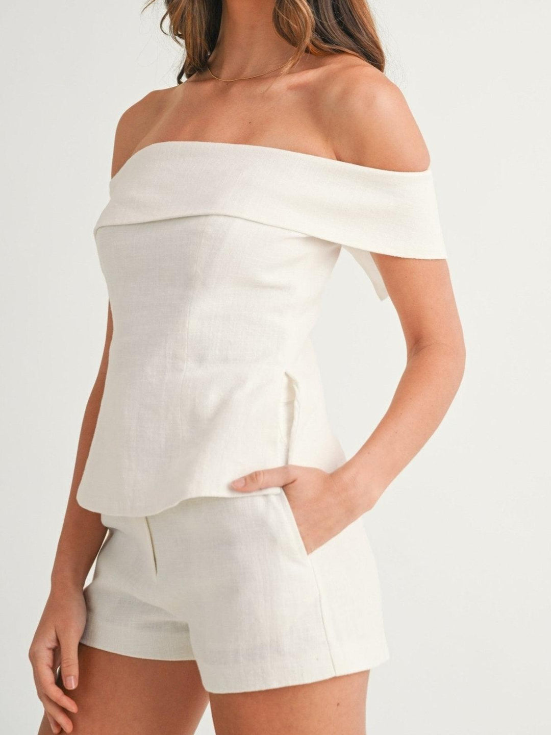 SOPHIE | WHITE COTTON AND LINEN TWO-PIECE SUIT