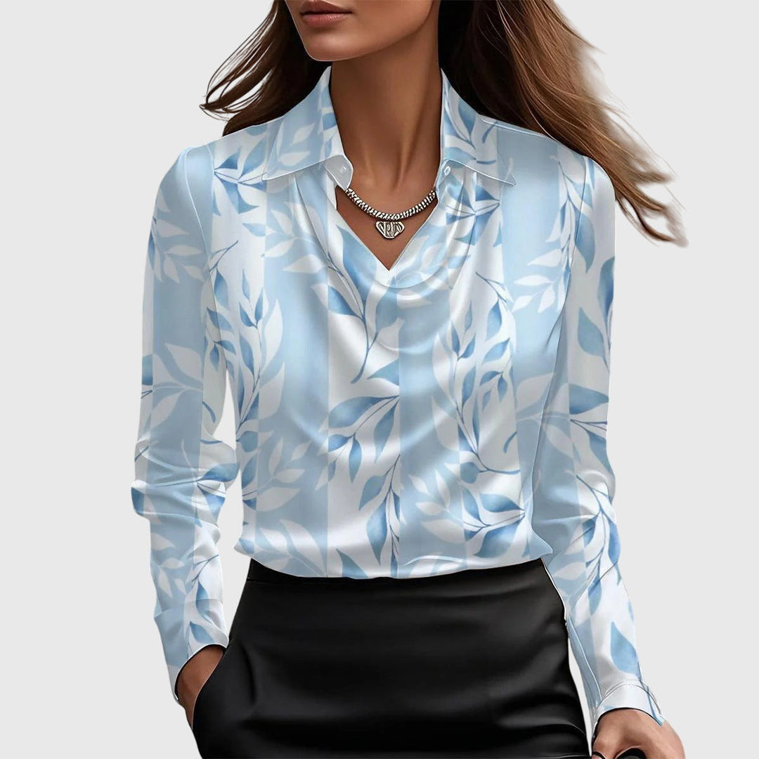 CHARLOTTE | BLOUSE WITH LUXURY SHINE AND PLEATED NECKLINE