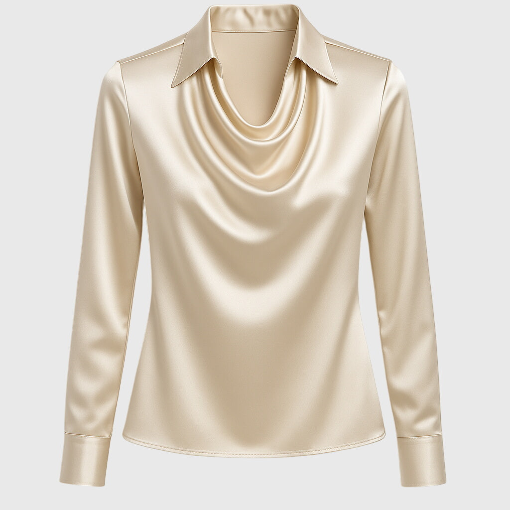 CHARLOTTE | BLOUSE WITH LUXURY SHINE AND PLEATED NECKLINE