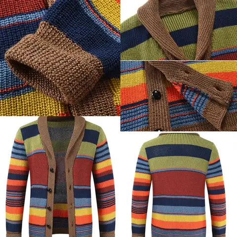 JASPER | KNITTED MEN’S CARDIGAN WITH COLOUR BLOCK AND GEOMETRIC PATTERN
