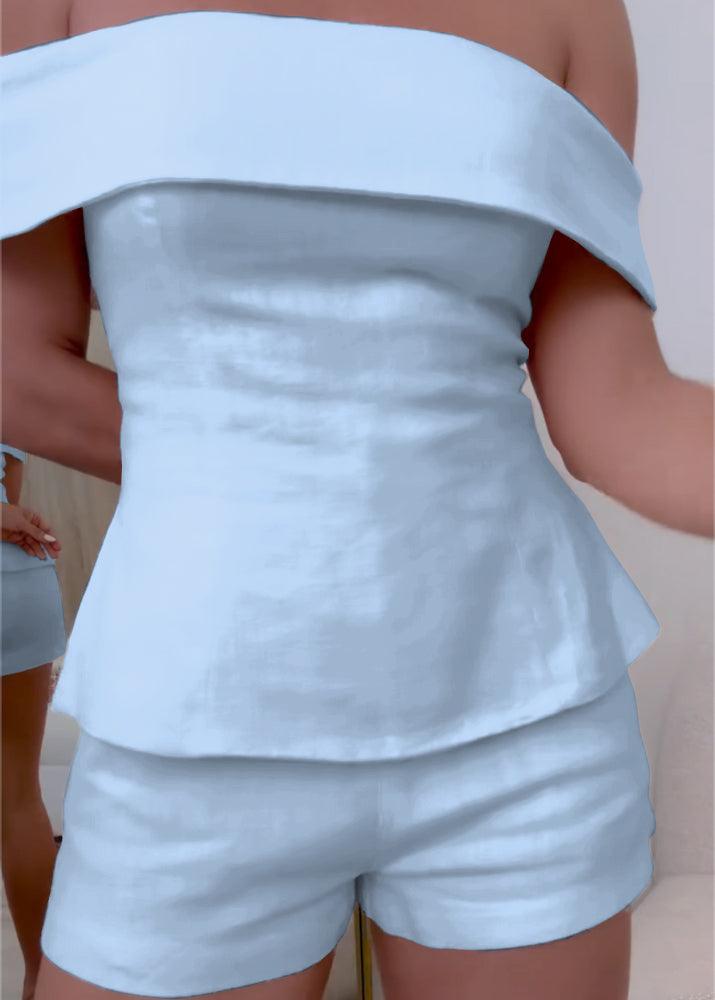 SOPHIE | WHITE COTTON AND LINEN TWO-PIECE SUIT