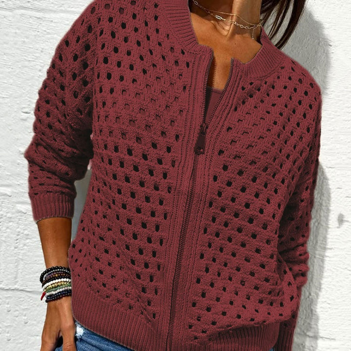 EMILY | WOMEN'S CARDIGAN WITH ZIPPER AND HOLLOW DESIGN