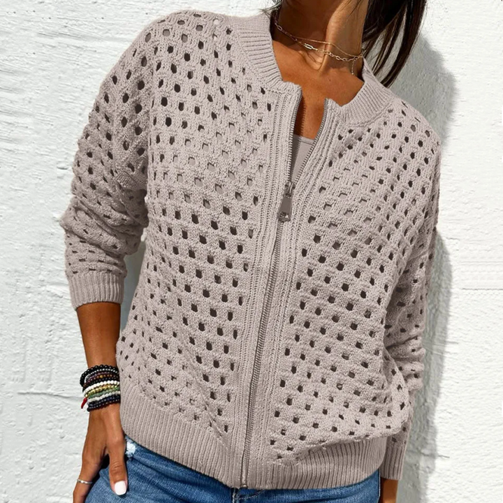 EMILY | WOMEN'S CARDIGAN WITH ZIPPER AND HOLLOW DESIGN