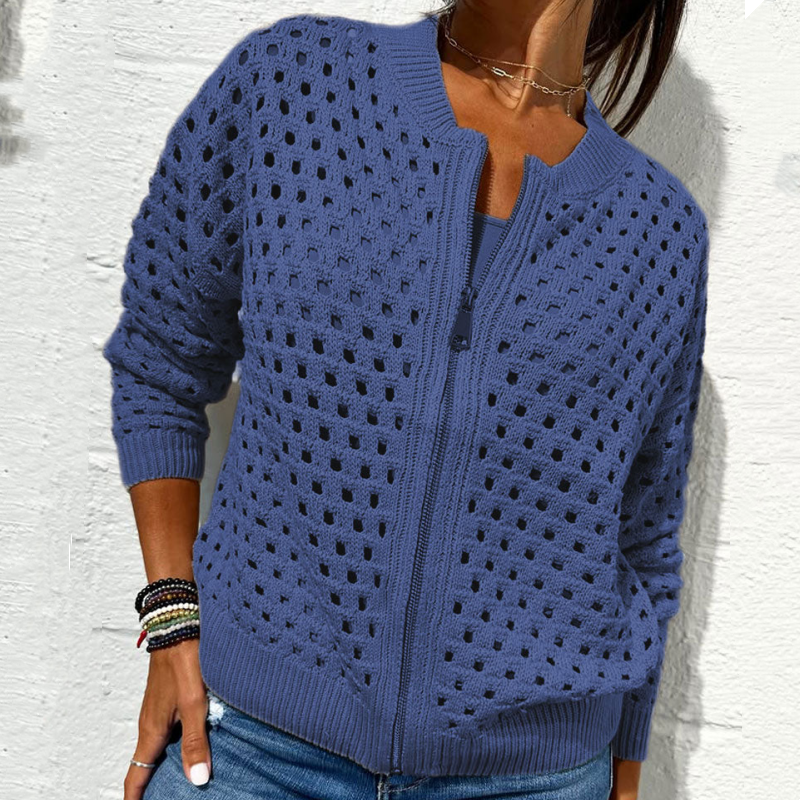 EMILY | WOMEN'S CARDIGAN WITH ZIPPER AND HOLLOW DESIGN